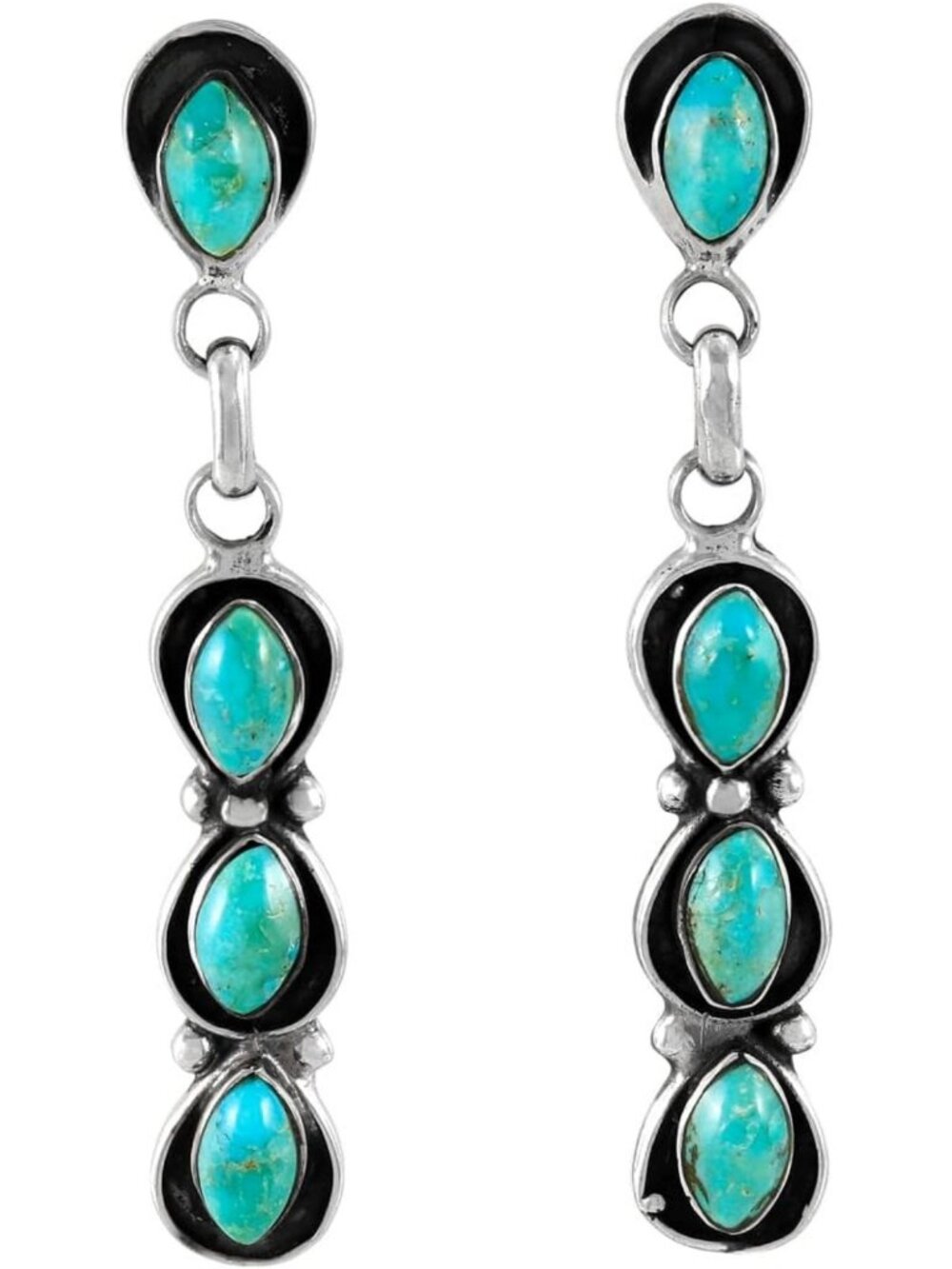 Southwest Style Dangle Earrings with Genuine Gemstones & 925 Sterling Silver